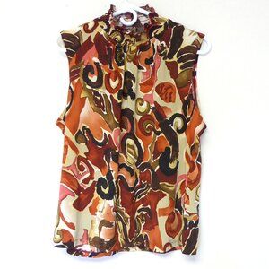 Sere Nade New York autumn colors swirly pattern mock turtleneck size XL